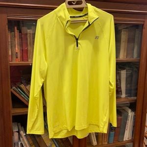 Russell athletic quarter zip pull over in neon yellow, Men’s Large